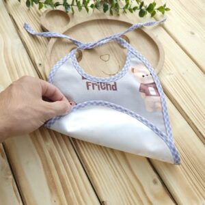 پیش بند مخمل چاپی خرس طوسی بزرگ