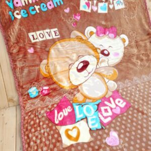 پتو گلبافت سایز بزرگ طرح 2 خرس قهوه ای