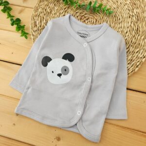 ست لباس 3 تکه دورو پنبه خالص هاپو طوسی نینینو