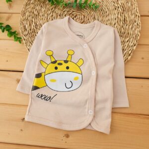 ست لباس 3 تکه دورو پنبه خالص زرافه کرم نینینو