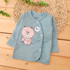 ست لباس 3 تکه دورو پنبه خالص تدی Hi سبز نینینو