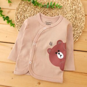 ست لباس 3 تکه دورو پنبه خالص خرس شکلاتی نینینو