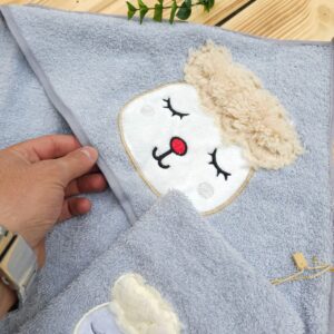 ست حوله و لیف بعبعی طوسی گلدوزی بی بی کول