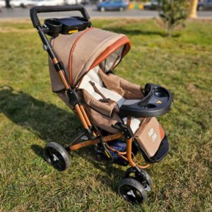 سرویس کالسکه 3 تکه کتان کرم Baby Star با اسکلت بنیتا برنزی دلیجان