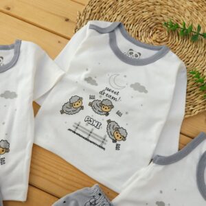 ست لباس 5 تکه 3 بعبعی طوسی پانی