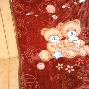پتو گلبافت سایز بزرگ دولایه طرح دو خرس قهوه ای