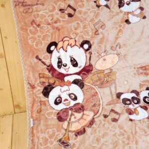 پتو گلبافت سایز بزرگ طرح خرس و بالن قرمز