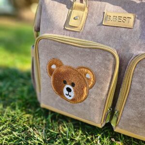 ساک لوازم مخمل چرم گلدوزی تدی کرم B.best