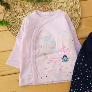 ست لباس 3 تکه پنبه خالص پرنسس صورتی بی بی لایف