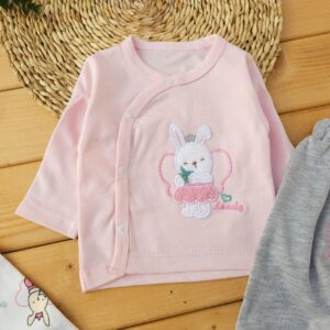 ست لباس 3 تکه پنبه خالص خرگوش ستاره صورتی بی بی لایف