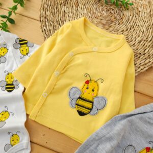 ست لباس 3 تکه پنبه خالص زنبور زرد بی بی لایف