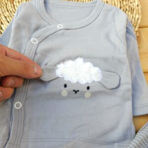 ست لباس 3 تکه پنبه خالص ببعی طوسی ابی بی بی لایف