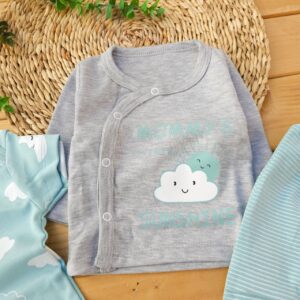 ست لباس 3 تکه پنبه خالص ابر طوسی ابی بی بی لایف