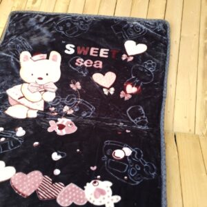 پتو گلبافت سایز بزرگ دولایه خرس ماهیگیر سورمه ای