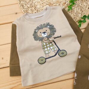 بلوز شلوار پنبه دورس Lion اسکیت سوار کرم آراس