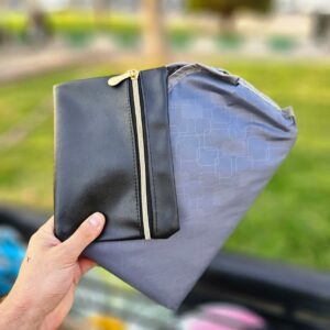 کیف کوله 4 تکه (زیرانداز، کیف کوچک، عروسک) تمام چرم مشکی ASO