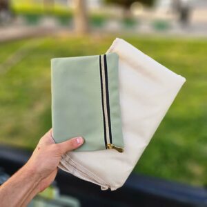 کیف کوله 4 تکه (زیرانداز، کیف کوچک، عروسک) تمام چرم سبز ASO