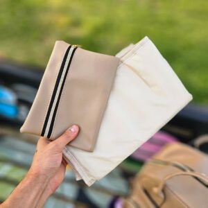 کیف کوله 4 تکه (زیرانداز، کیف کوچک، عروسک) تمام چرم کرم ASO