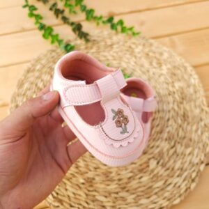 پاپوش نقلی لوکس گلدوزی دار گل صورتی nilu