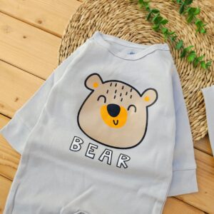 سرهمی کلاه دار پنبه خالص خرس طوسی چیاکو