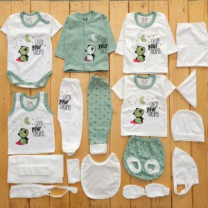 ست لباس 19تکه بیمارستانی اقتصادی پاندا سبز پانی