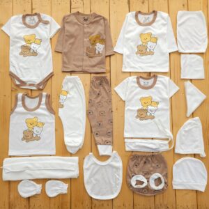 ست لباس 19تکه بیمارستانی اقتصادی خرس شکلاتی پانی