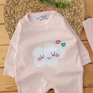 سرهمی کلاه دار پنبه خالص ابر صورتی چیاکو