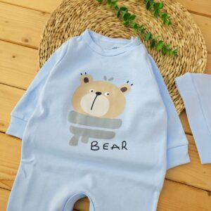 سرهمی کلاه دار پنبه خالص Bear آبی چیاکو