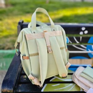 کیف کوله 3تکه (کیف کوچک و زیرانداز) گلدوزی دار تدی سبز Sunnbaby