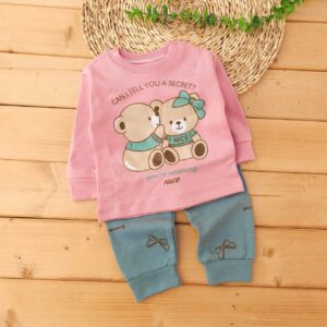 بلوز شلوار پنبه دورس دو خرس کالباسی سبز آراس