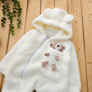 کاپشن سرهمی جوراب دار پشمالو عروسک دار سفید تدی