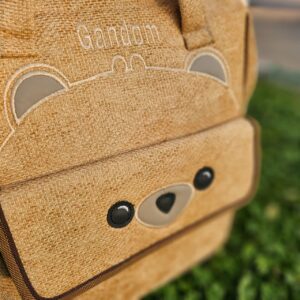 کیف کوله ای مخمل عروسکی خرس کرم تیره Gandom