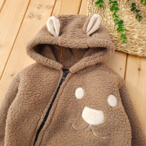 کاپشن سرهمی جوراب دار پشمالو خرس رد پا شکلاتی تدی