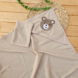 ست حوله و لیف اقتصادی تدی Tiny کرم Qbaby