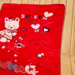 پتو گلبافت سایز بزرگ طرح خرس و ماهیگیر قرمز