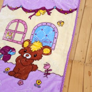 پتو گلبافت سایز بزرگ طرح خرگوش و پنجره بنفش