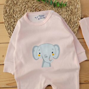 سرهمی کلاه دار پنبه خالص فیل صورتی چیاکو