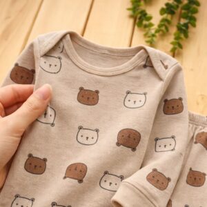 بادی شلوار پنبه کبریتی خرس کرم