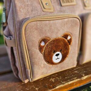 ساک لوازم مخمل چرم گلدوزی تدی کرم B.best