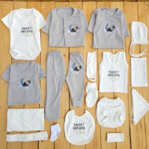 ست لباس 19تکه بیمارستانی خرس فضایی طوسی ادورا (کپی)