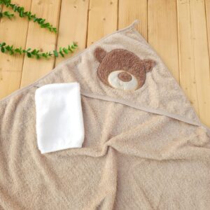 ست حوله و لیف تدی پشمالو کرم اقتصادی Sunnybaby