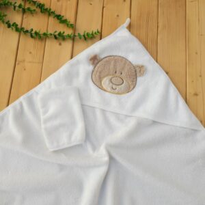 ست حوله و لیف تدی پشمالو سفید اقتصادی Sunnybaby