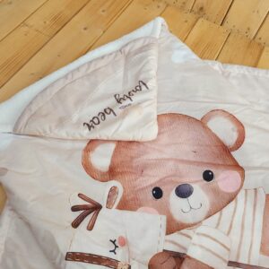 پتو کلاه دار مخمل داخل خز سایز بزرگ خرس و اسب چوبی سفید برفی