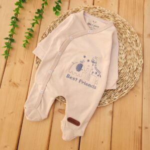 ست 10 تکه بیمارستانی پنبه خالص فیل و زرافه کرم چیاکو