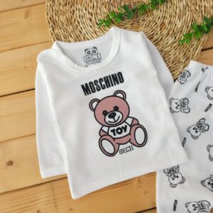 بلوز شلوار پنبه کبریتی تدی سفید پانی