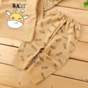 بلوز شلوار پنبه کبریتی زرافه قهوه ای پانی