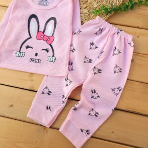 بلوز شلوار پنبه کبریتی خرگوش صورتی پانی