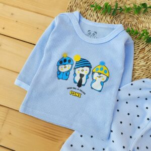 بلوز شلوار پنبه کبریتی پنگوئن ابی پانی