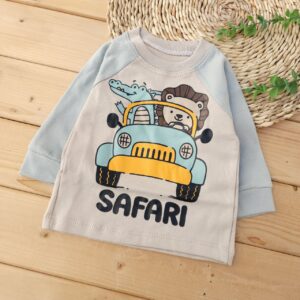 بلوز شلوار پنبه دورس Safari کرم سبز حیوانات آراس