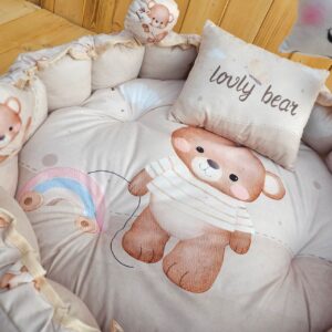 تشک بازی مخمل میکرو خرس و اسب چوبی کرم